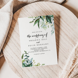 Classy Greenery Tropical Leaves The Wedding Of Invitation