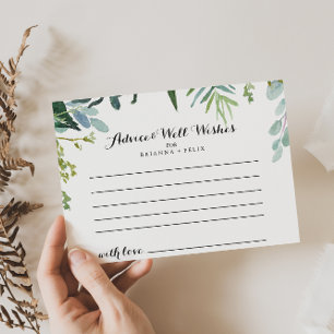 Classy Greenery Tropical Wedding Advice Card