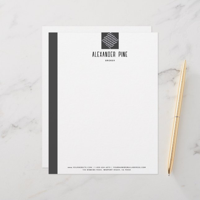 Classy Grey Brushed Metal Professional Business Custom Letterhead (Front/Back In Situ)