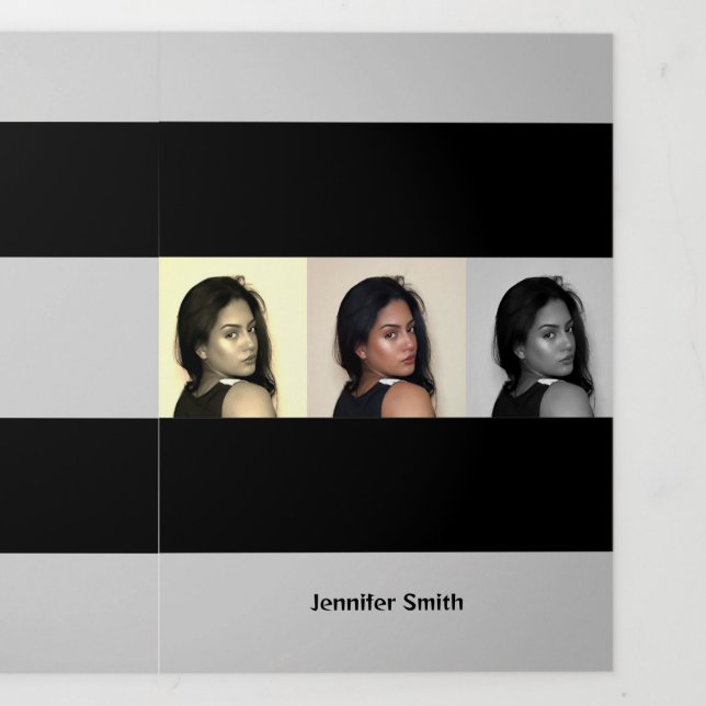 Classy Grey Modern Artist Overview Tri-Fold Card (Cover)
