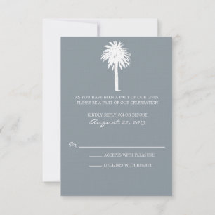 Classy Grey Palm Tree Destination RSVP Card