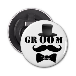 Classy Groom Mustache Top Hat Bottle Opener