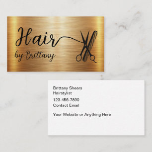 Classy Hairstylist Gold Tone Glitzy Design Business Card