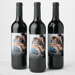 Classy Hand Written Christmas Wine Gift Wine Label