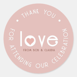 Classy Handcrafted with Love Rose Gold with heart Classic Round Sticker