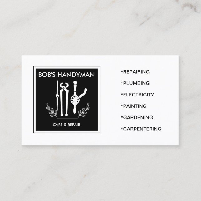 Classy Handy Tools Handyman Business Card (Front)