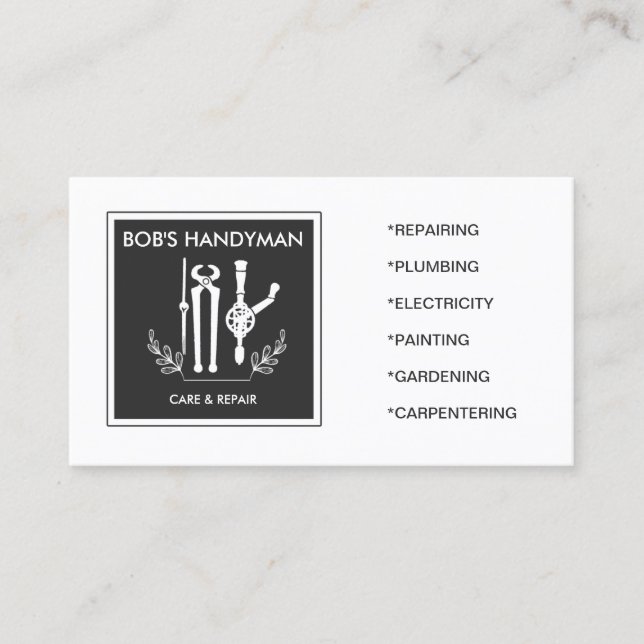 Classy Handy Tools Handyman Business Card (Front)