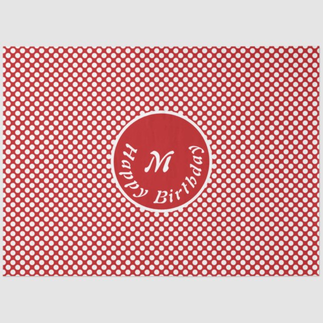 Classy Happy Birthday Red Polka Dot Tissue Paper (Front)