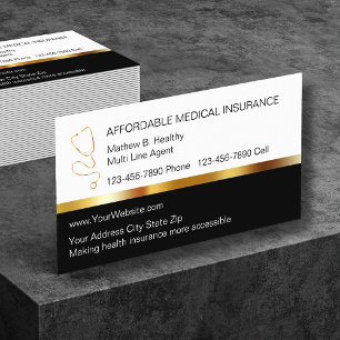 Classy Health Insurance Business Cards