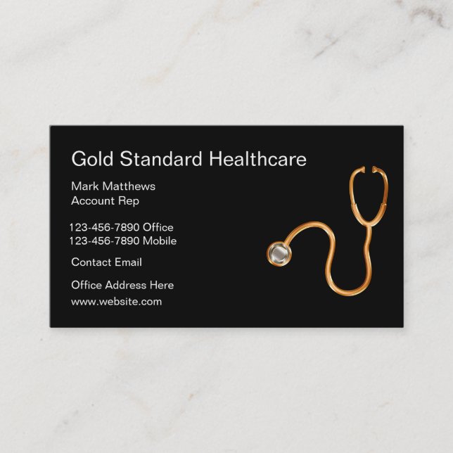 Classy Healthcare Rep Business Cards (Front)