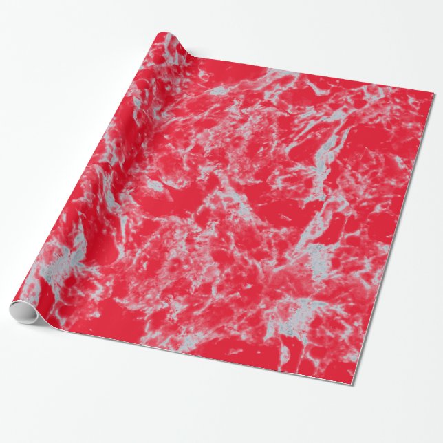 Classy Holiday Red Marble Look Wrapping Paper (Unrolled)