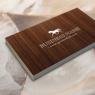 Classy Horse Dark Wooden Texture Business Card