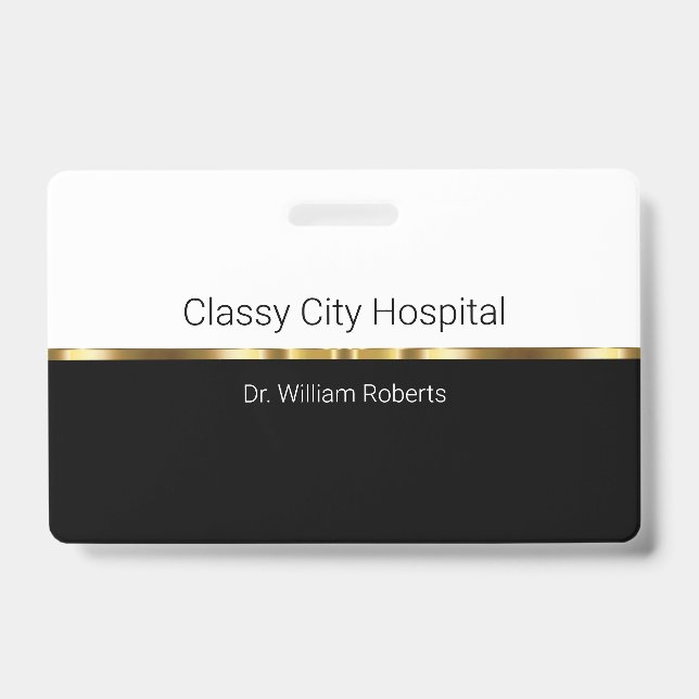 Classy Hospital Staff ID Name Badge (Front)