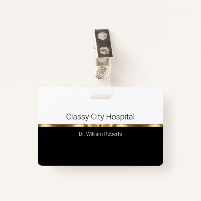 Classy Hospital Staff ID Name ID Badge (Front with Clip)