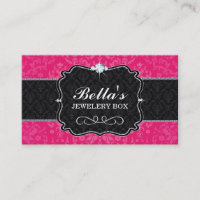 Classy Hot PInk Damask Business Card