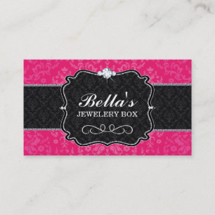 Classy Hot PInk Damask Business Card