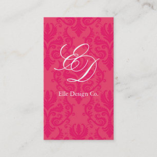 Classy Hot Pink Damask Business Card