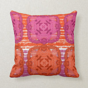 Classy Hot Pink Orange Mix Square Print Cushion