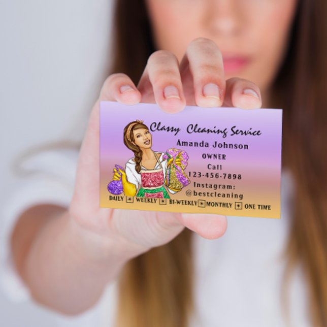Classy House  Cleaning Service Maid Purple Ombre Business Card (Creator Uploaded)