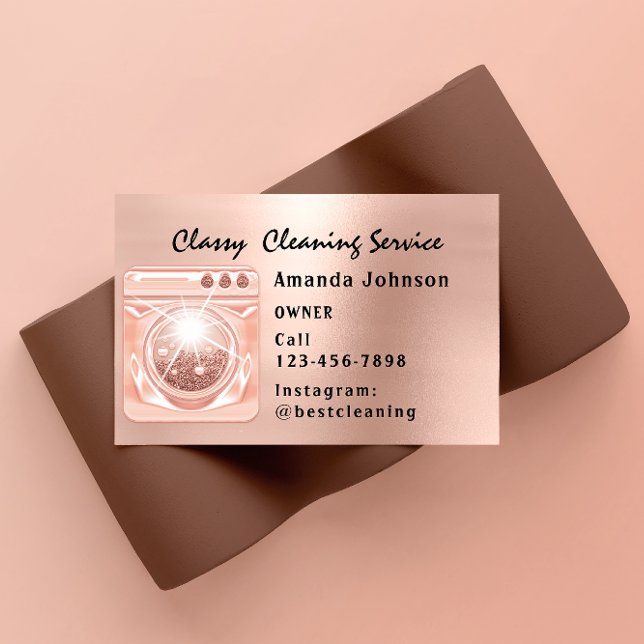 Classy House Cleaning Services Maid QRCODE Laundy  Business Card (Creator Uploaded)