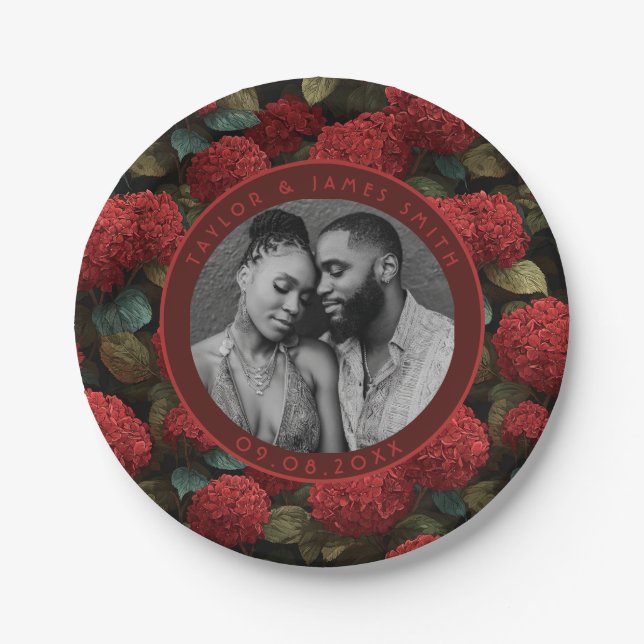 Classy Hydrangeas Plates For Bachelor Party (Front)