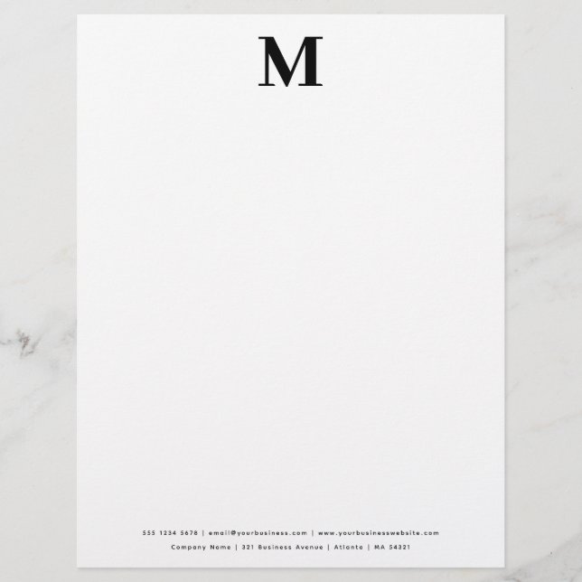 Classy Initial Monogram Professional Custom Letterhead (Front)