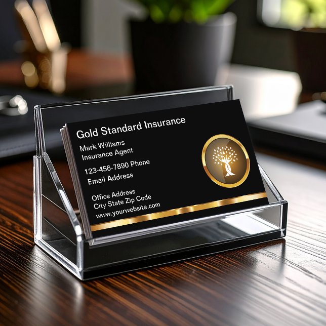 Classy Insurance Provider Sales Agent Businesscard Business Card (Creator Uploaded)
