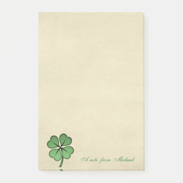 Classy Irish Lucky Shamrock-Personalised Post-it Notes (Front)