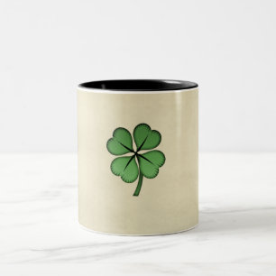 Classy Irish Lucky Shamrock Two-Tone Coffee Mug