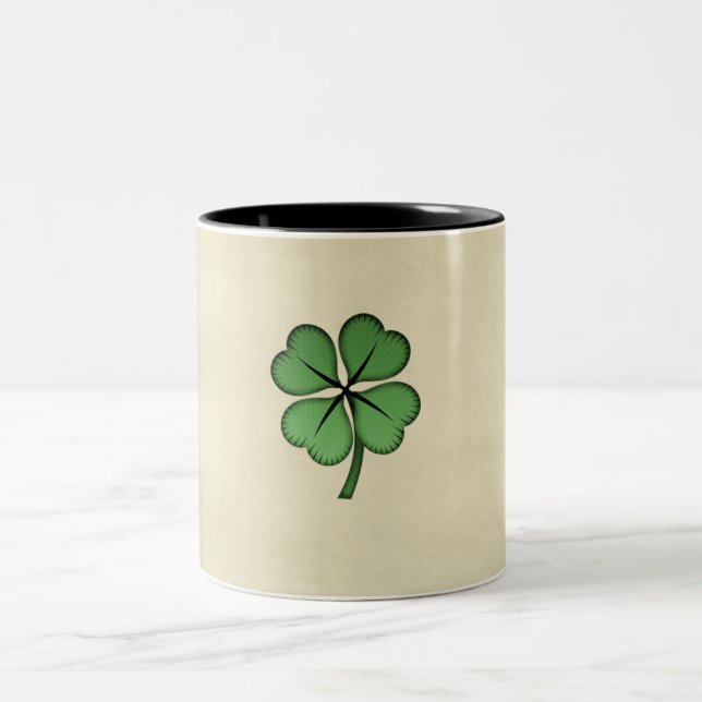 Classy Irish Lucky Shamrock Two-Tone Coffee Mug (Center)