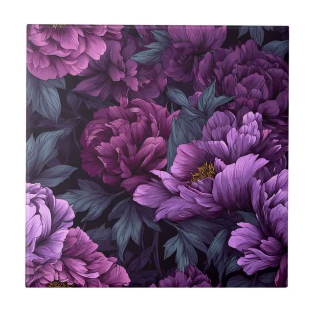 Classy Japanese Peonies Tiles  For Stylish Entry (Front)