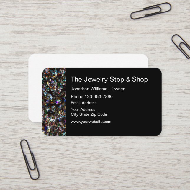 Classy Jewellery Business Cards (Front/Back In Situ)