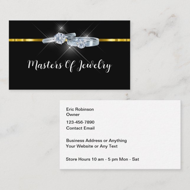 Classy Jewellery Store Owner Business Cards (Front/Back)