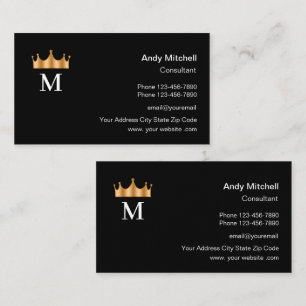 Classy King Crown Monogram  Business Card Design