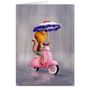 Classy Kitty Cat on pink scooter