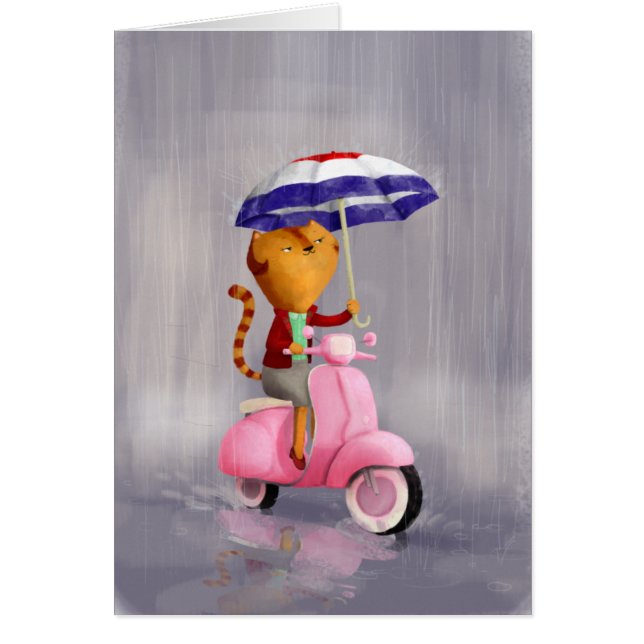 Classy Kitty Cat on pink scooter (Front)