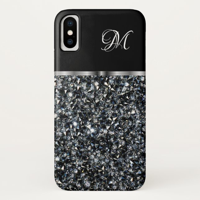 Classy Ladies Faux Rhinestone Jewel Monogram Case-Mate iPhone Case (Back)