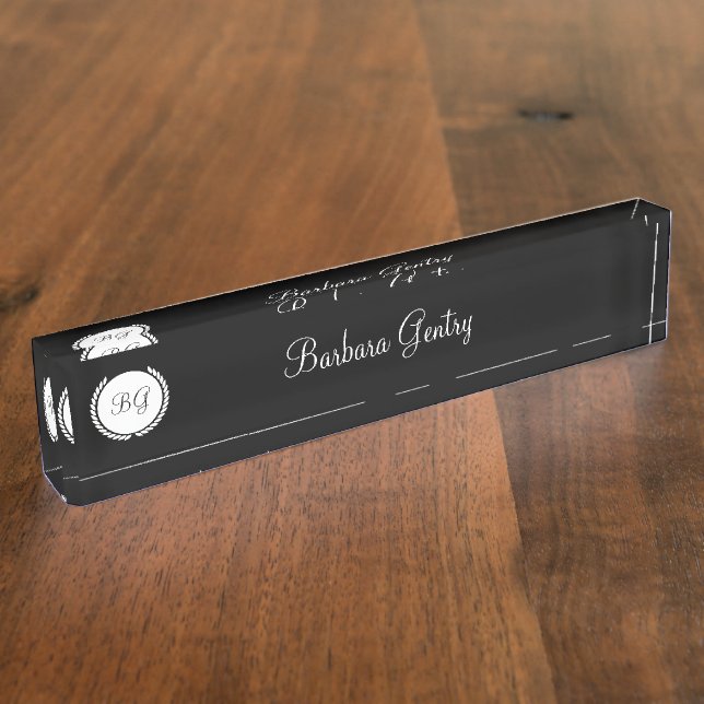 Classy Ladies Monogram Desk Plaques Nameplate (Side)