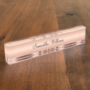 Classy Ladies Rose Gold Tone Monogram Desk Plaques Nameplate