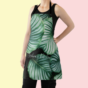Classy Large Leaf Design, Your Name or Text Apron
