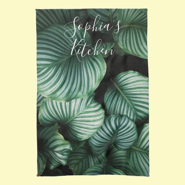 Classy Large Leaf Design, Your Name or Text Tea Towel (Creator Uploaded)