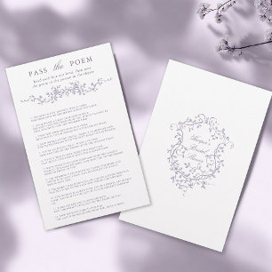 Classy Lavender Floral 'Pass the Poem' Game 
