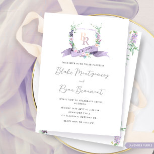 Classy Lavender, Purple, Pastel Monogram Wedding Invitation