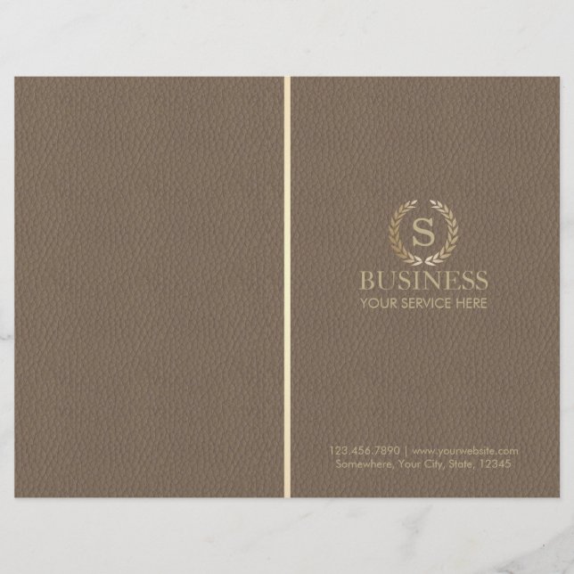 Classy Leather Gold Laurel Monogram Bi-fold (Front)