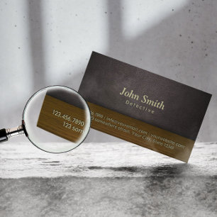 Classy Leather & Wood Detective Business Card