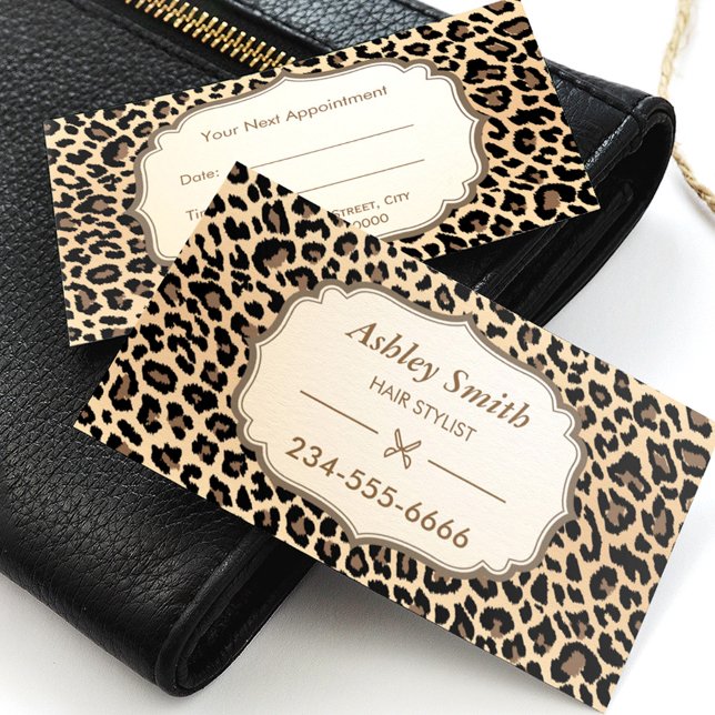 Classy Leopard Print Hair Stylist Appointment Card (Creator Uploaded)