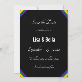 Classy LGBT Rainbow Wedding Save the Date