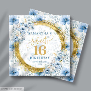 Classy Light Blue Sweet Sixteen Guest Memory Album Guest Book