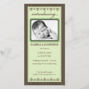 Classy Lime Green Customised Birth Announcement