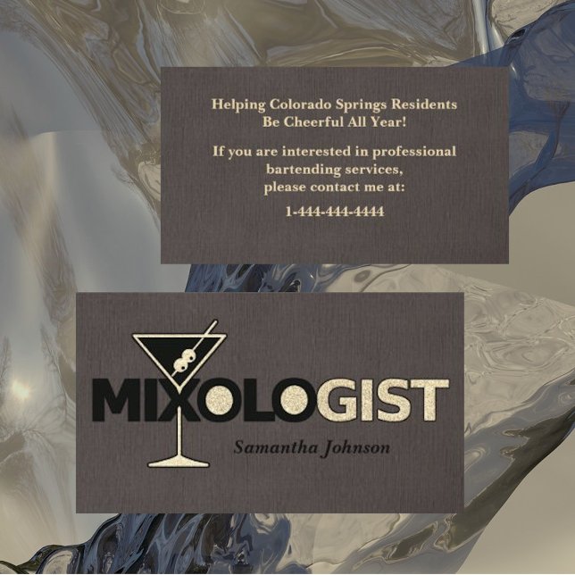 Classy Linen Mixologist Bartender Business Card (Creator Uploaded)